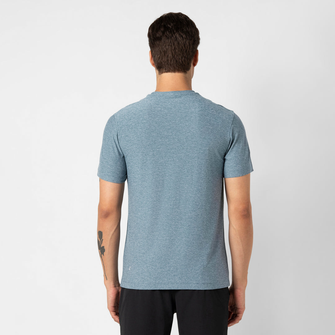 Tech Short Sleeve Tee Dark Lagoon back on model