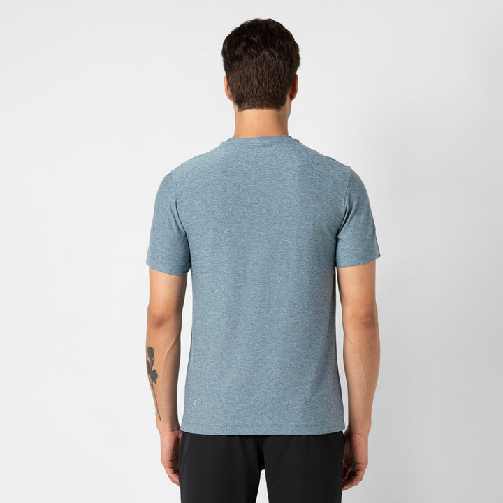 Tech Short Sleeve Tee Dark Lagoon back on model