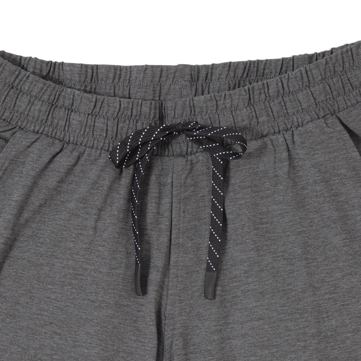 Tech Short 5 Charcoal close up front flat