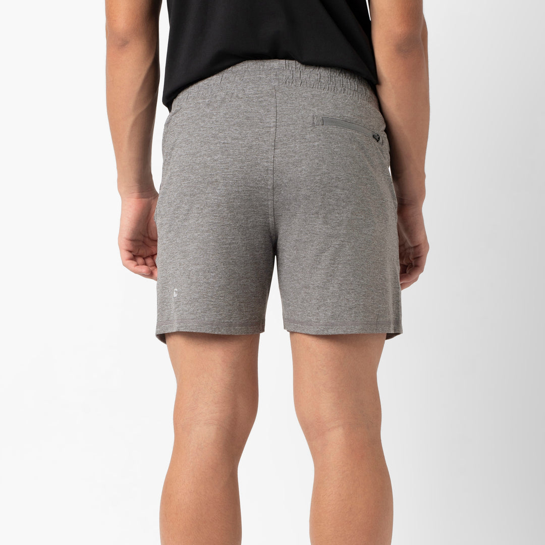 Tech Short 5 Grey back on model