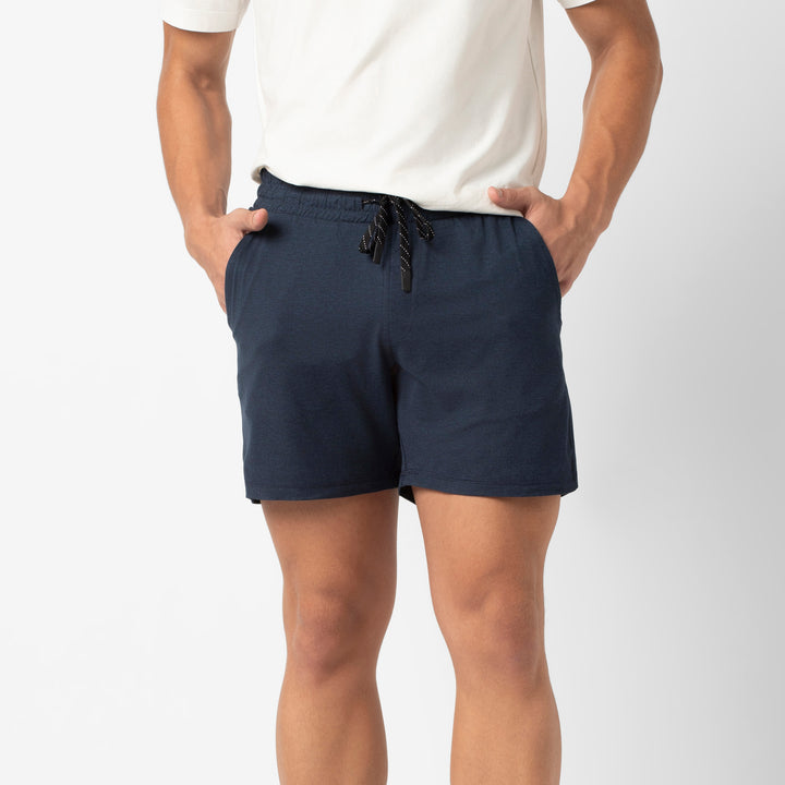 Tech Short 5 Navy front on model