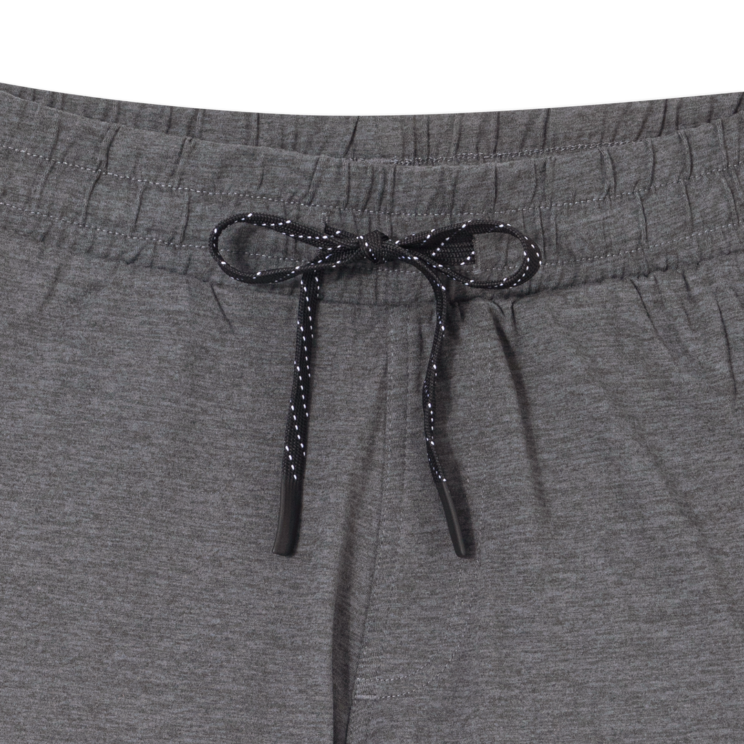 Tech Short 7 Charcoal close up front flat