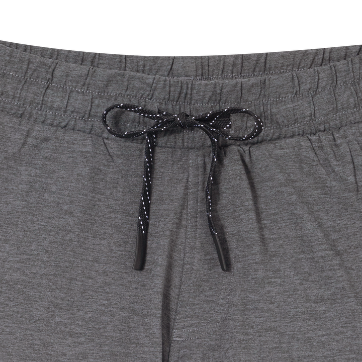 Tech Short 7 Charcoal close up front flat