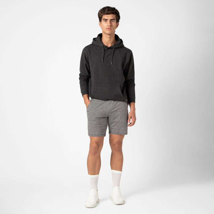 Tech Short 7 Grey full body on model