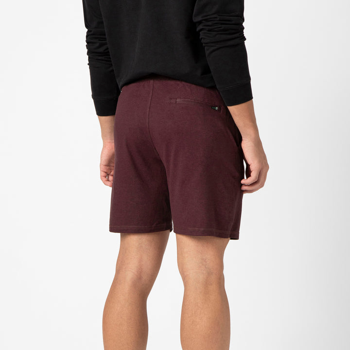 Tech Short 7 Maroon back on model