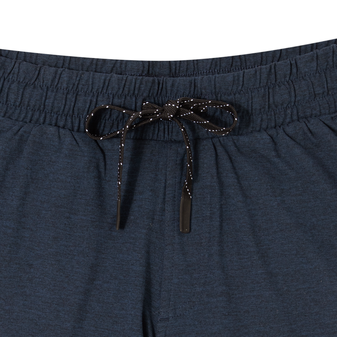 Tech Short 7 Navy close up front flat