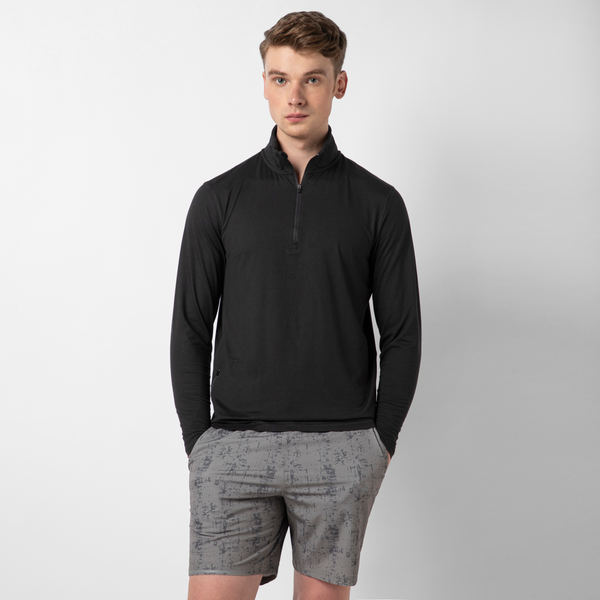 Tech Half-Zip Black front on model
