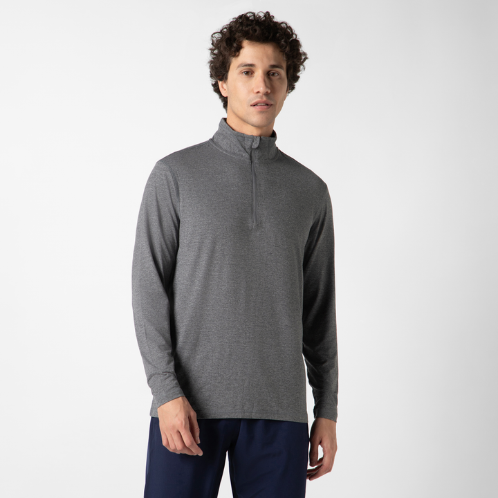 Tech Half Zip Grey front on model