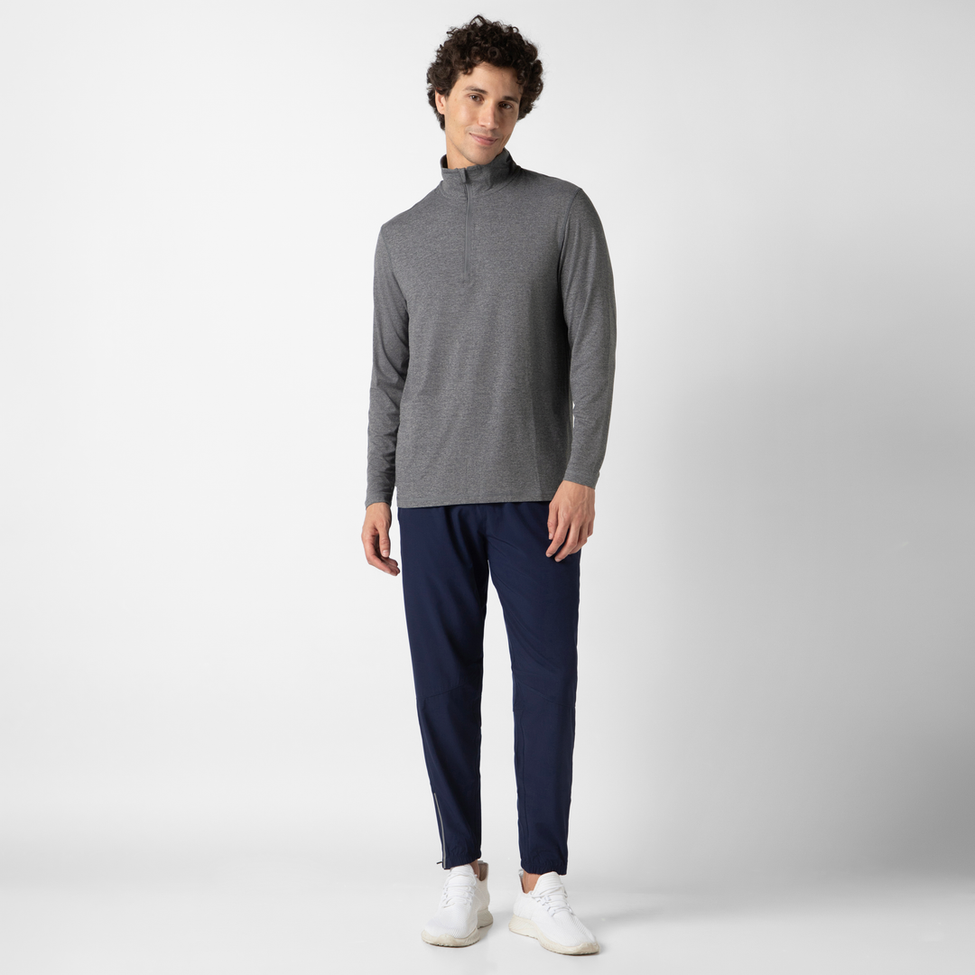 Tech Half Zip Grey full body on model