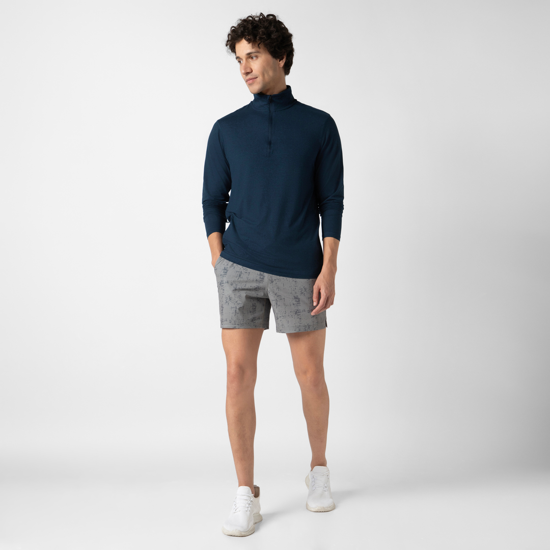 Tech Half Zip Navy full body on model