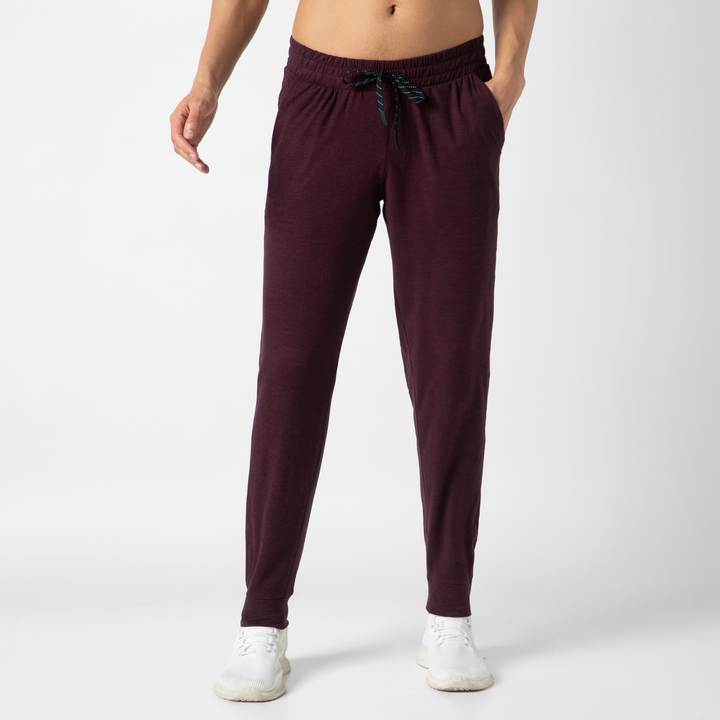 Tech Jogger Maroon front on model