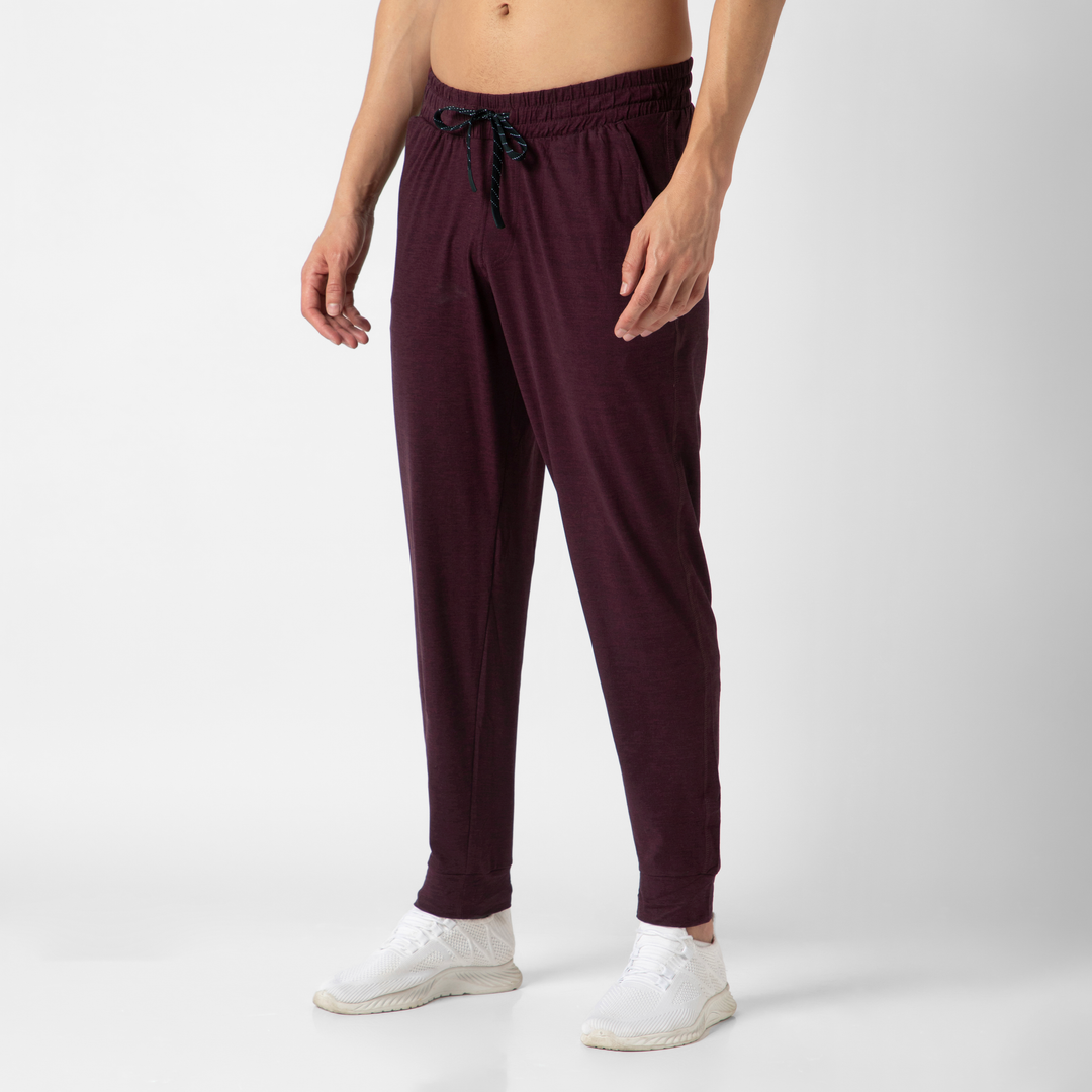 Tech Jogger Maroon side on model