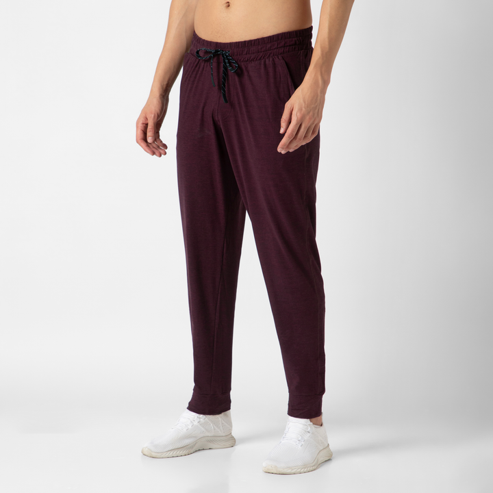 Tech Jogger Maroon side on model