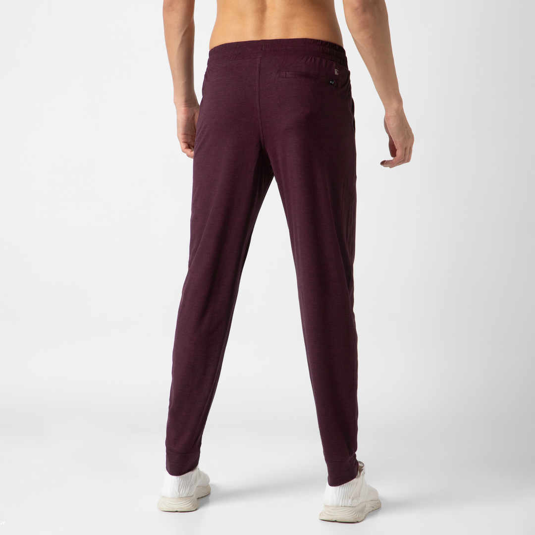 Tech Jogger Maroon back on model