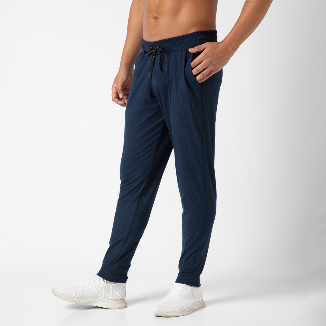 Tech Jogger Navy side on model