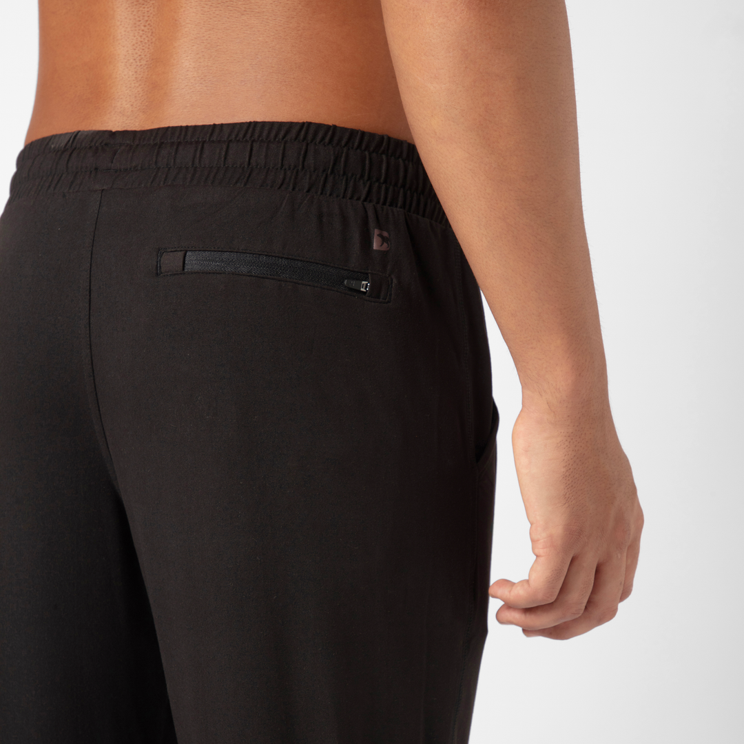 Tech Jogger Black close up back zipper pocket