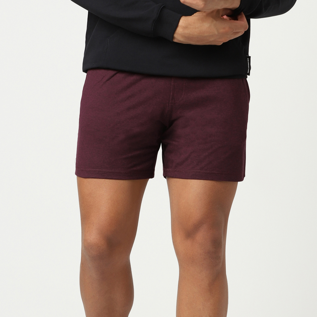 Tech Short 5 Maroon on model