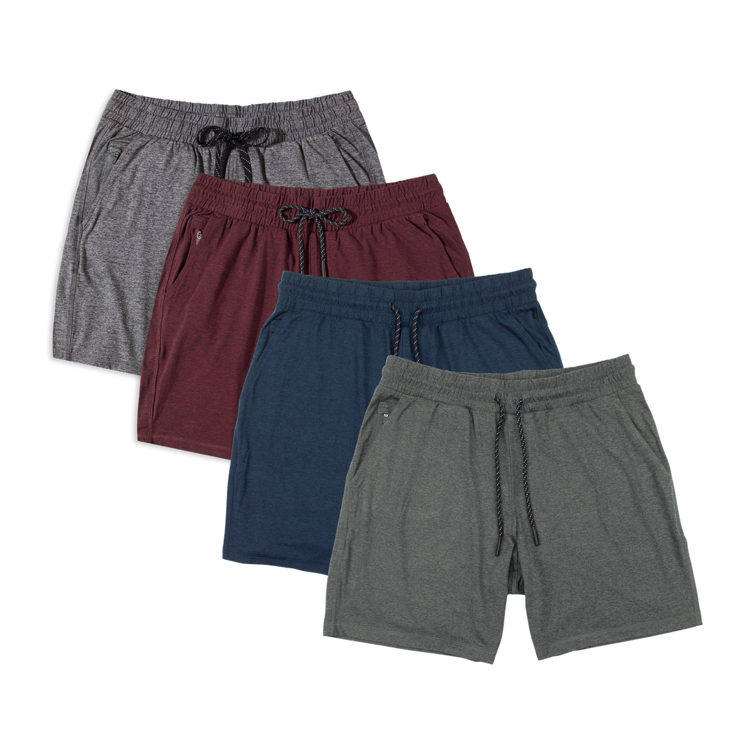 Tech Short 7" 4 Pack: Charcoal, Navy, Maroon, Grey