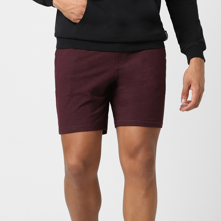 Tech Short 7 Maroon on model