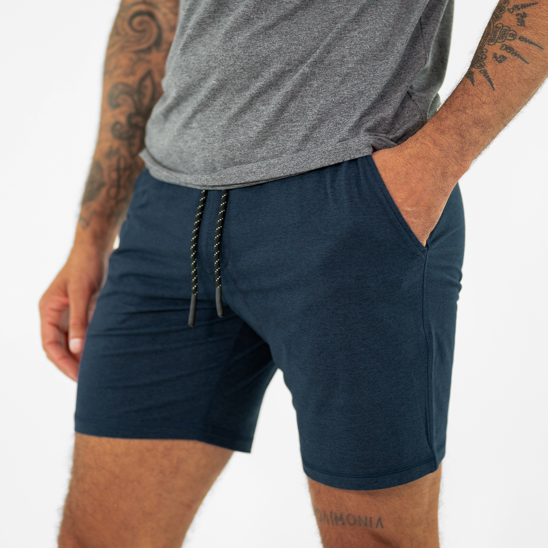 Tech Short 7 Navy on model