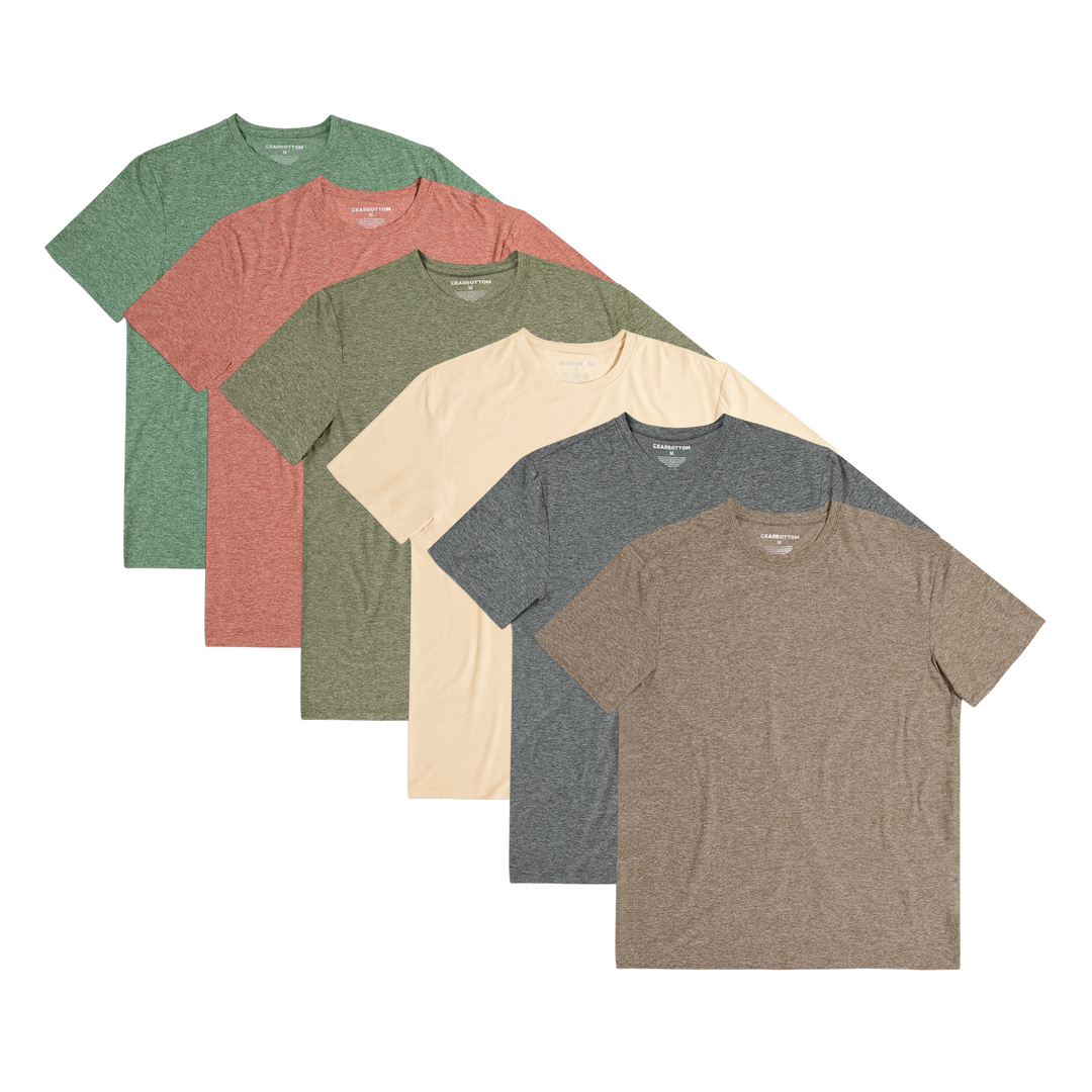 Short Sleeve Tech Tee 6 Pack: Cocoa, Ash, Oat, Evergreen, Brick, Dark Forest