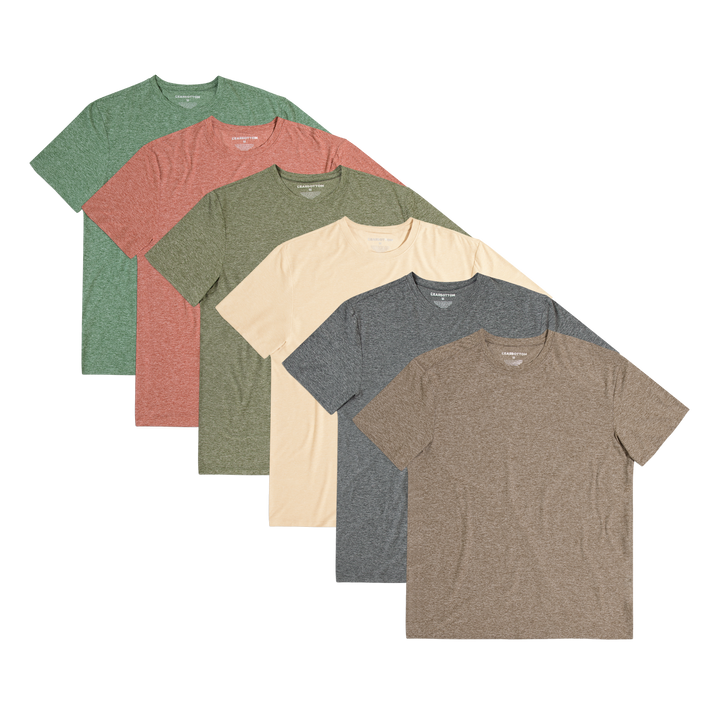 Short Sleeve Tech Tee 6 Pack: Cocoa, Ash, Oat, Evergreen, Brick, Dark Forest