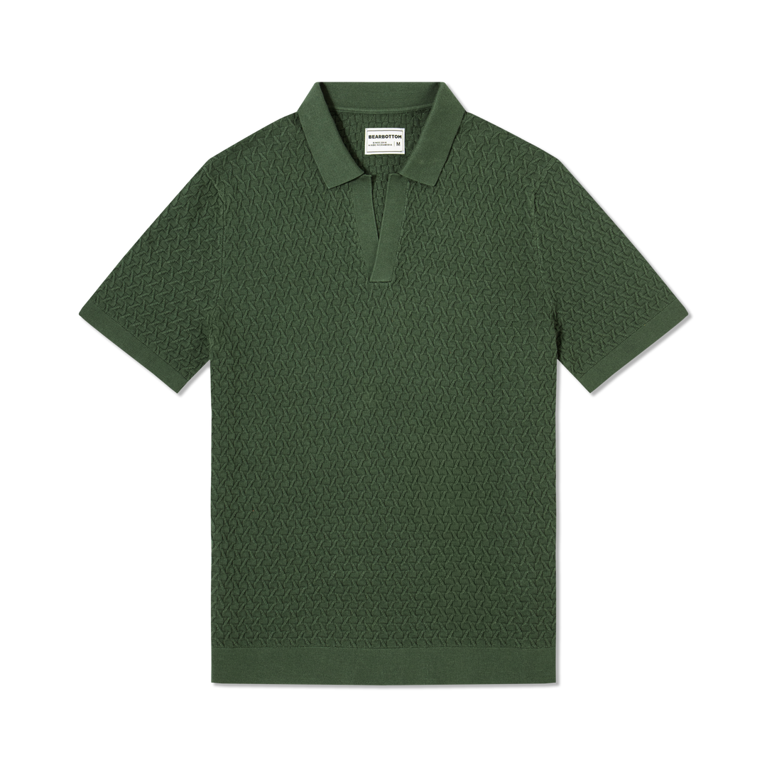 Textured Knit Sweater Polo