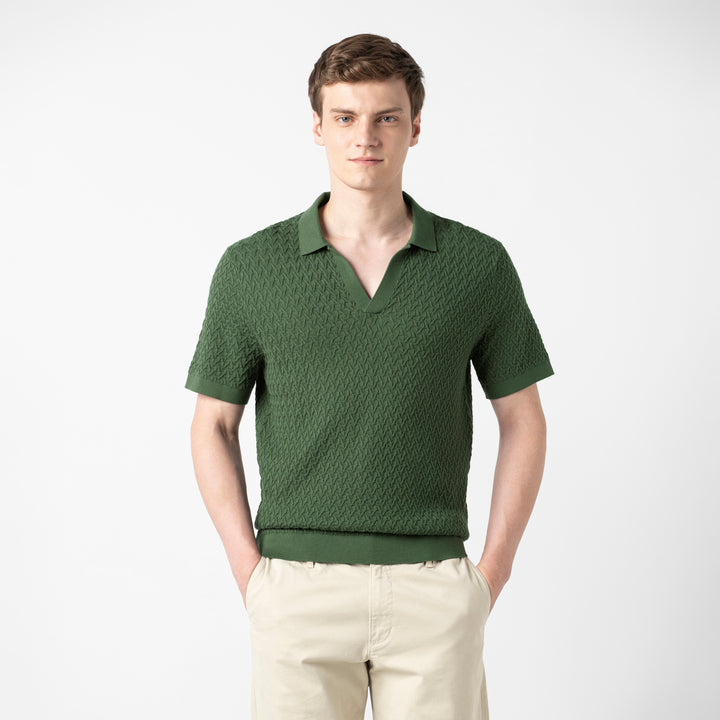 Textured Knit Sweater Polo
