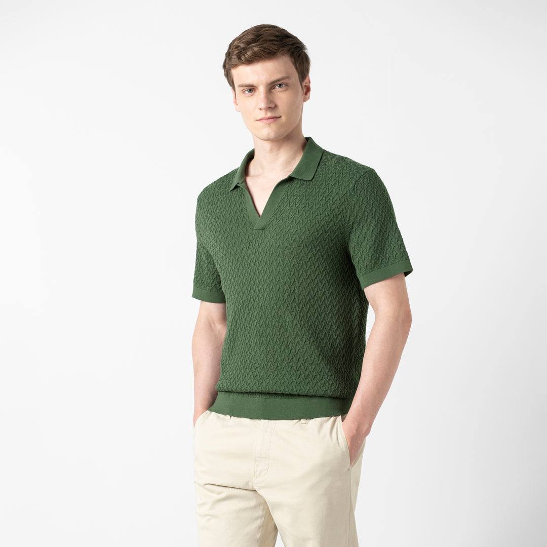 Textured Knit Sweater Polo