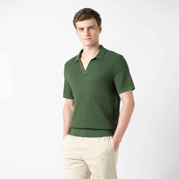Textured Knit Sweater Polo