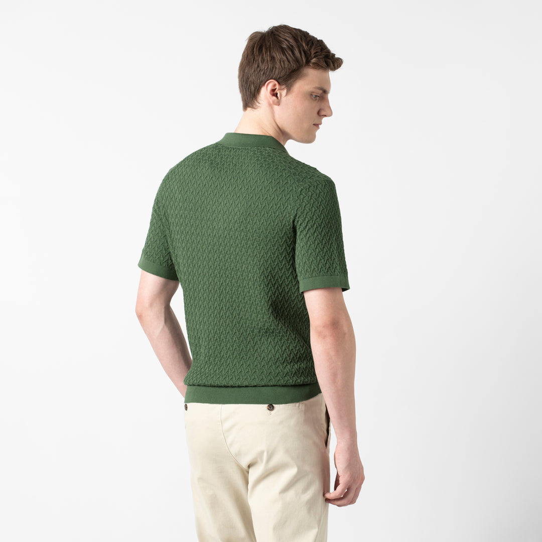 Textured Knit Sweater Polo