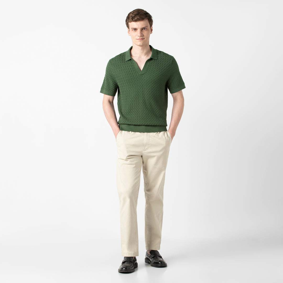 Textured Knit Sweater Polo
