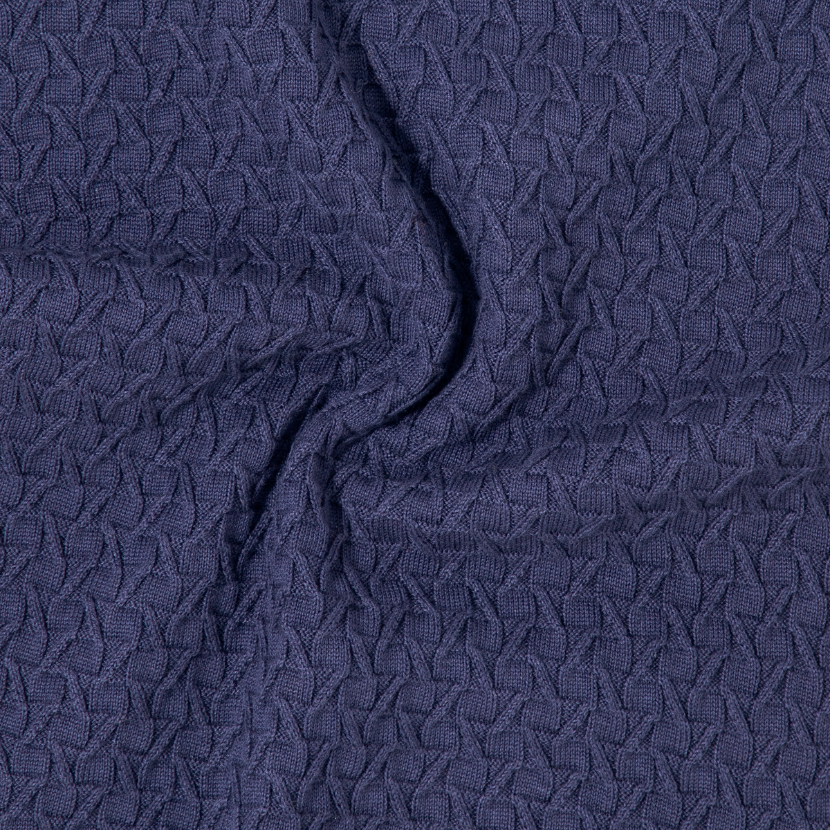 Textured Knit Sweater Polo Navy fabric detail