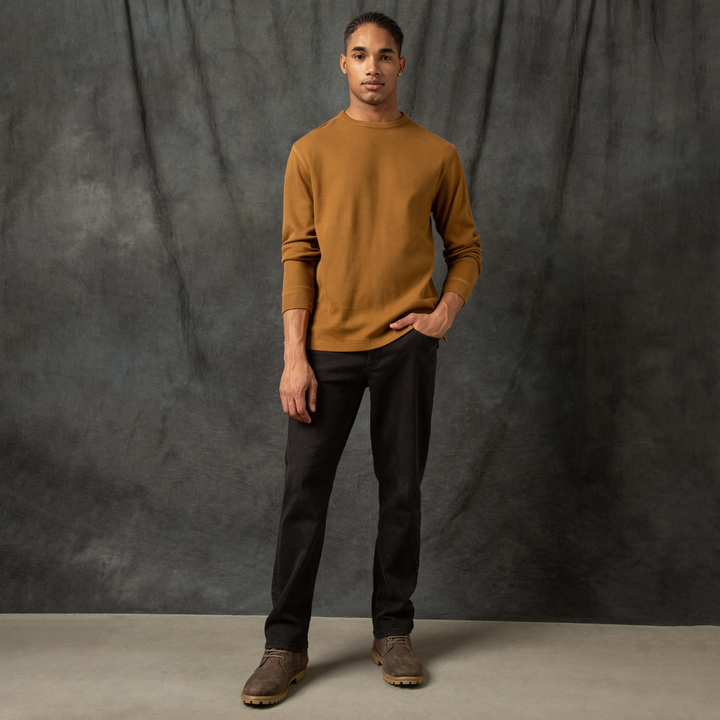 Thermal Knit Crew Cider full body on model