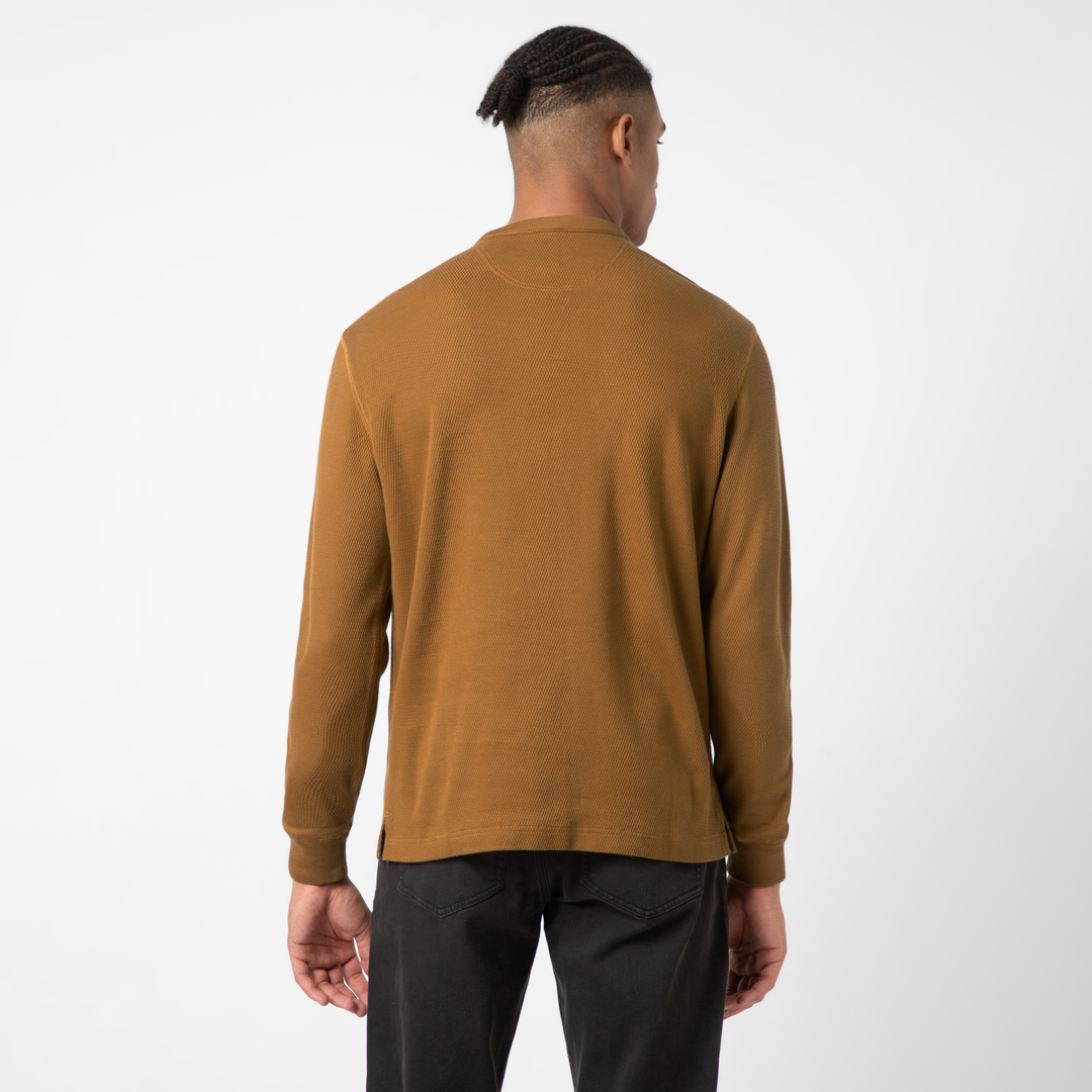 Thermal Knit Crew Cider back on model