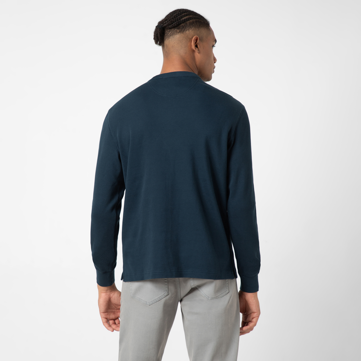 Thermal Knit Crew Navy back on model