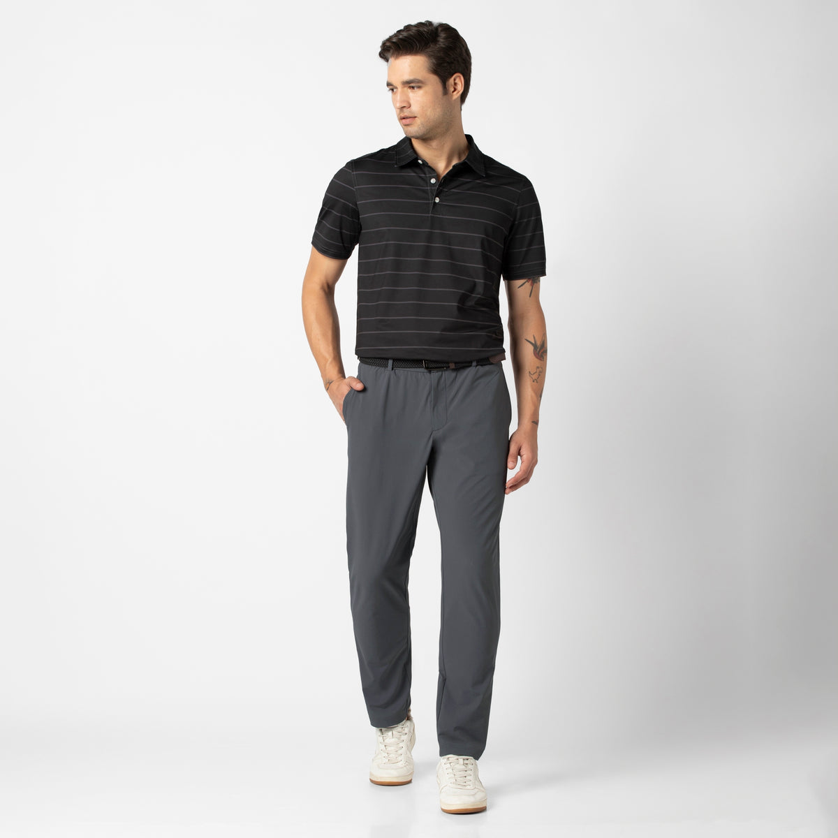 Tour Pant Dark Grey full body on model