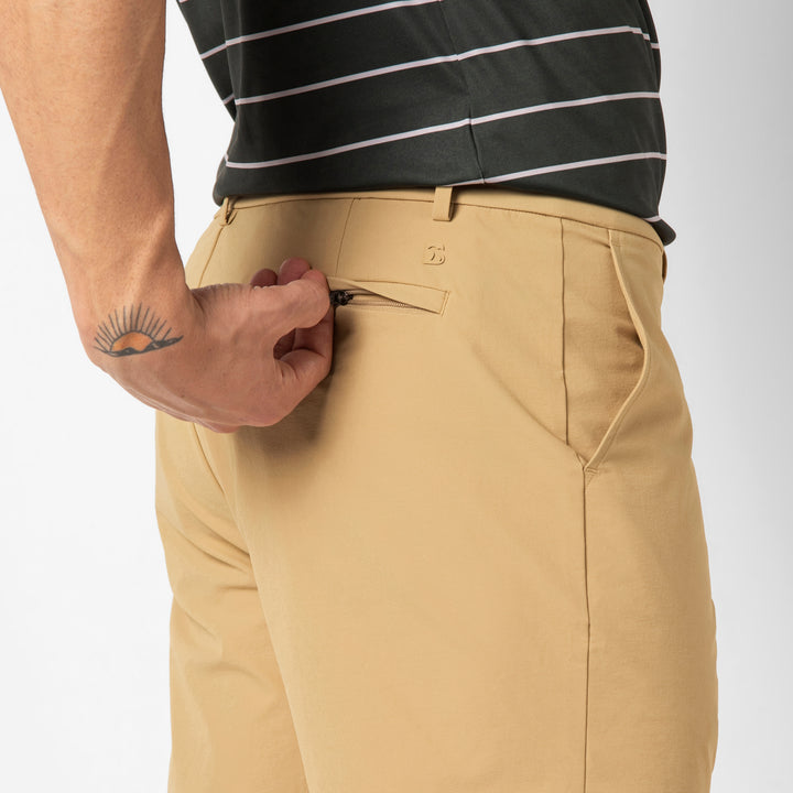 Tour Short Natural 5 back detail on model