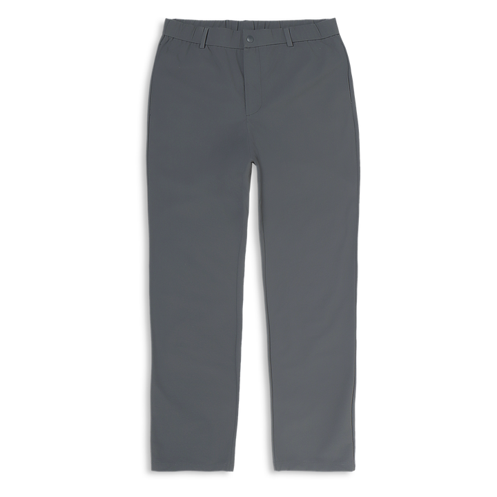 Tour Pant 30" Dark Grey with flat elastic waistband, belt loops, snap-button, zipper fly, and two front seam pockets