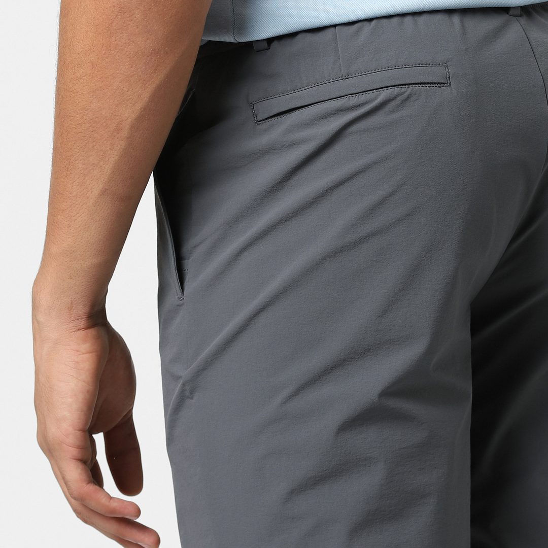 Tour Pant Dark Grey 30" close up back left zipper pocket