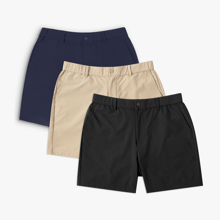 Tour Short 3 Pack Black, Khaki, and Navy