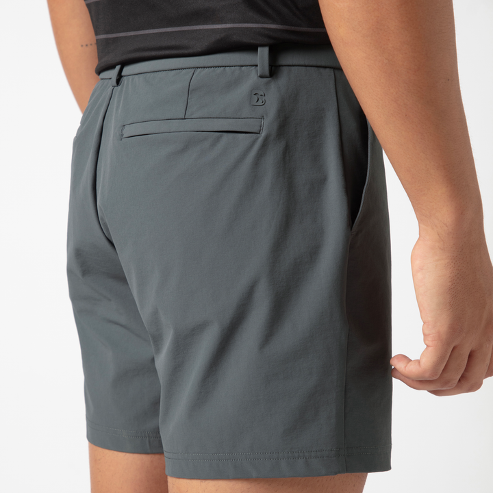 Tour Short Dark Grey close up back on model