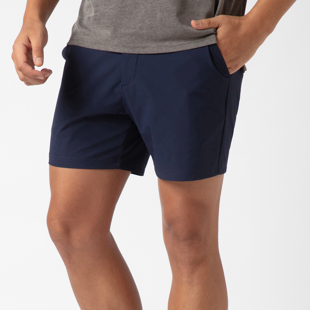 Tour Short 5.5" Navy side on model