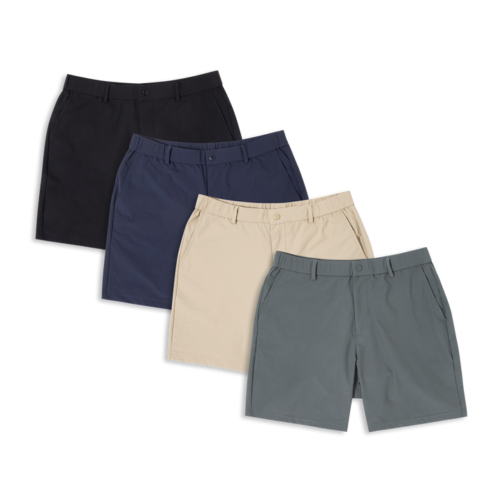 Tour Short 7" 4 Pack: Grey, Khaki, Navy Black