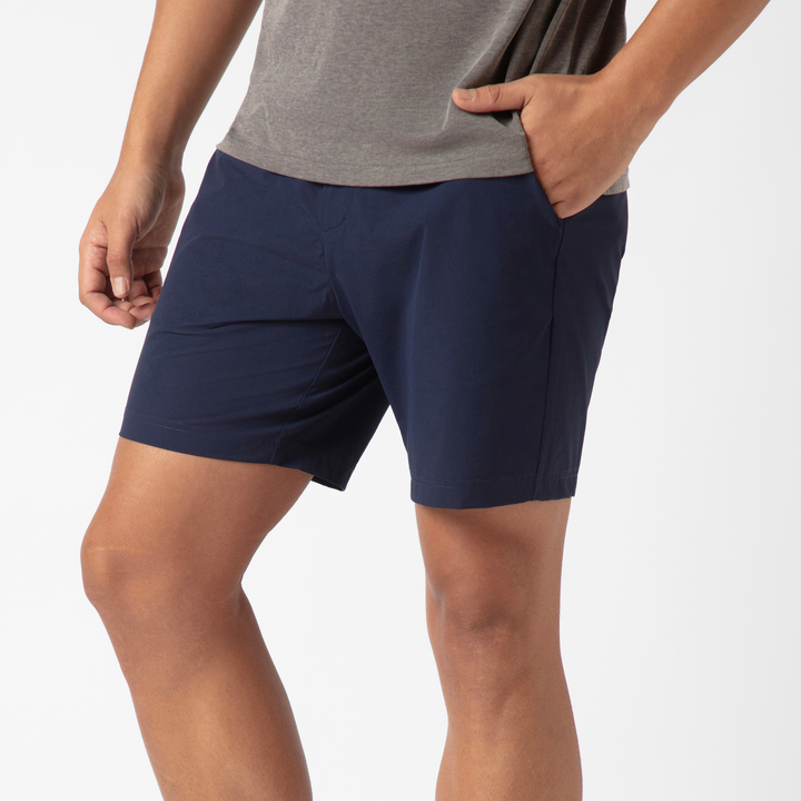 Tour Short 7" Navy side on model