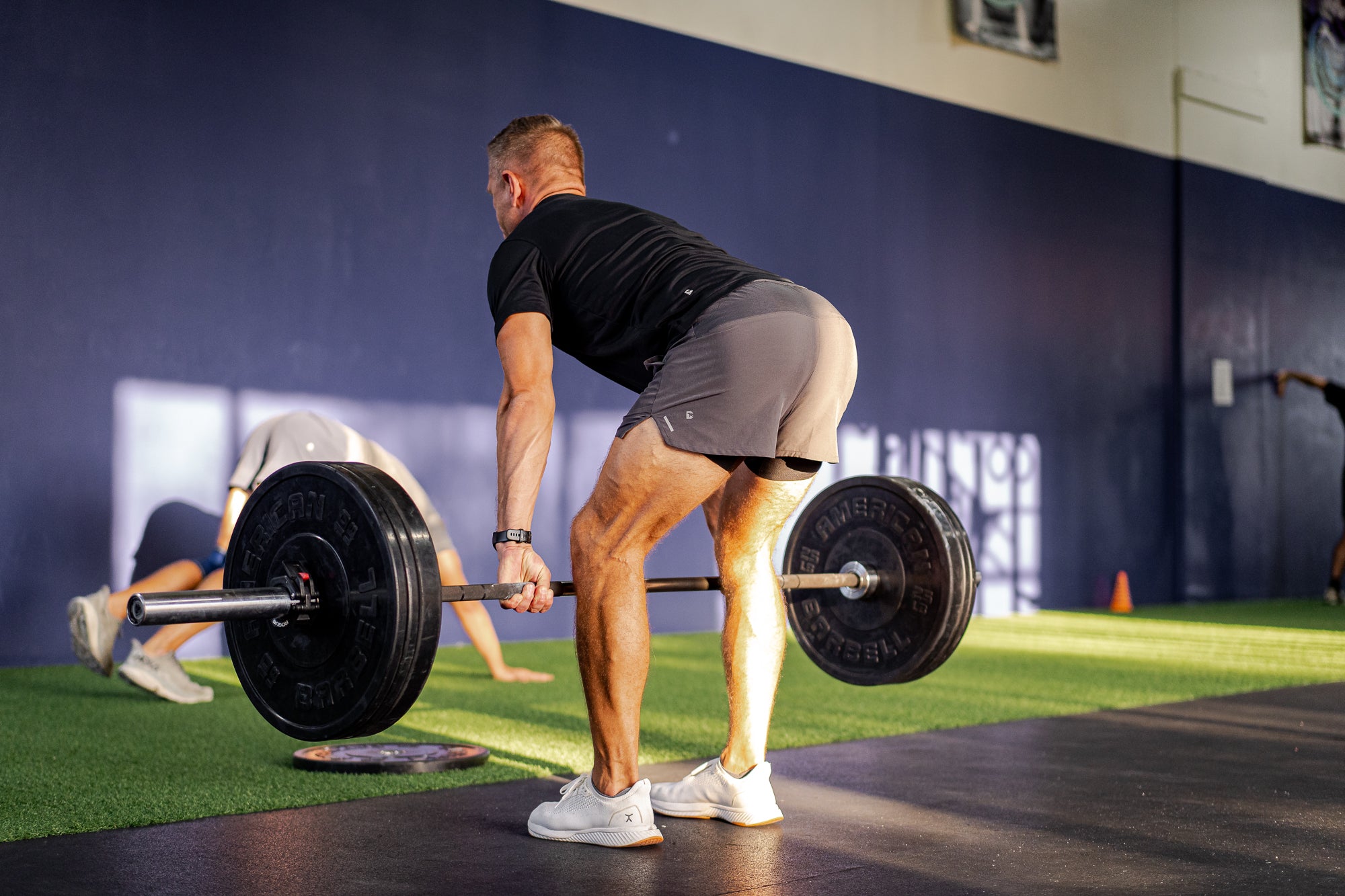 Track Short Lined Coal on model deadlifting weights