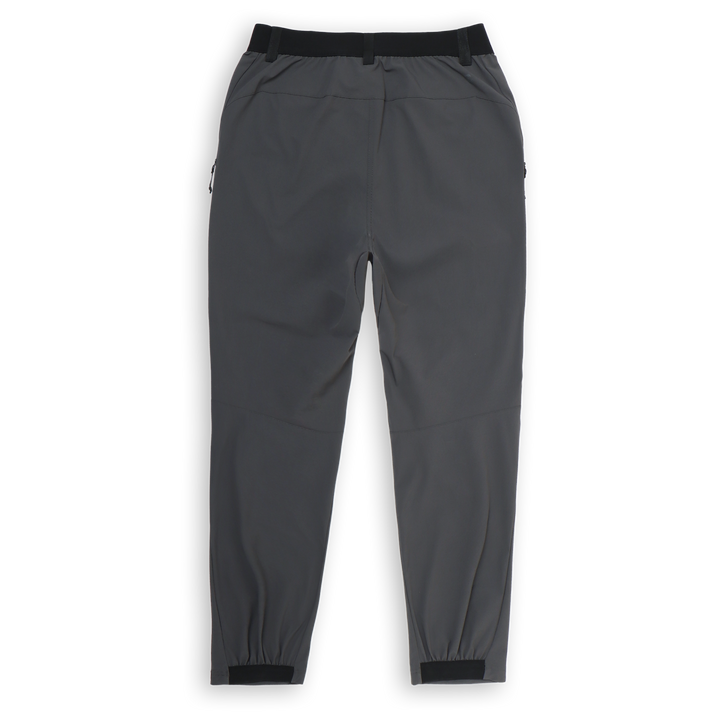 Trail Pant Coal Back with elastic waistband, belt loops, and back ankle elastic hem