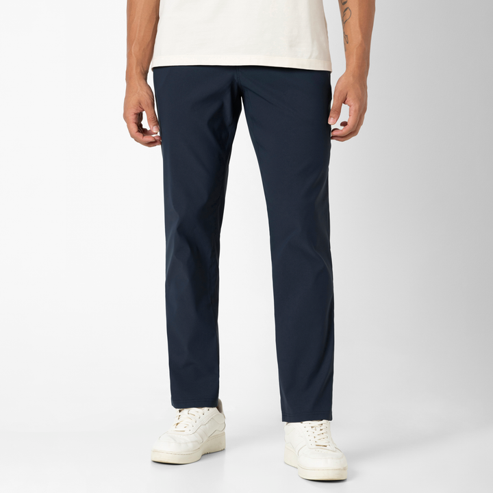 Transit 5 Pocket Pant Navy on model