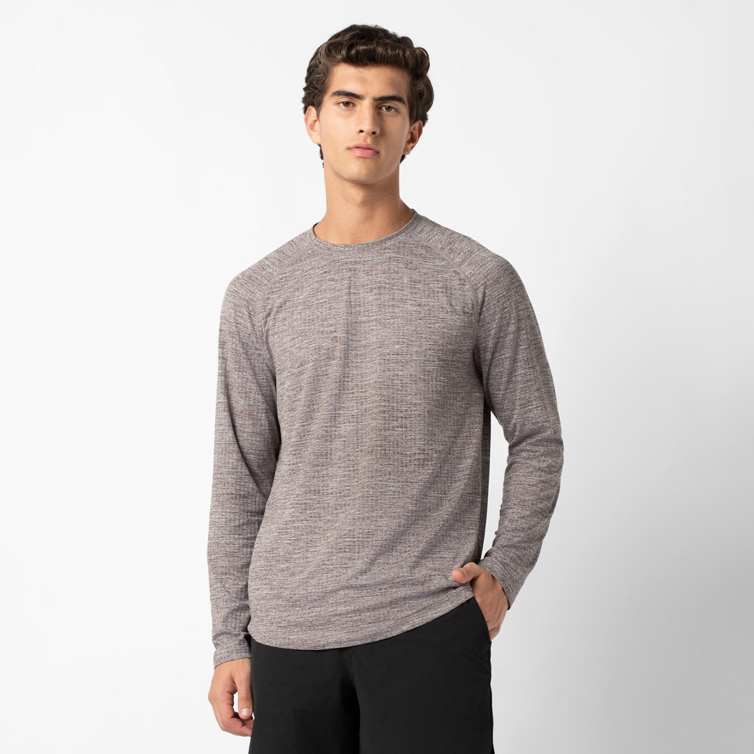 Tread Long Sleeve Tee Cocoa front on model