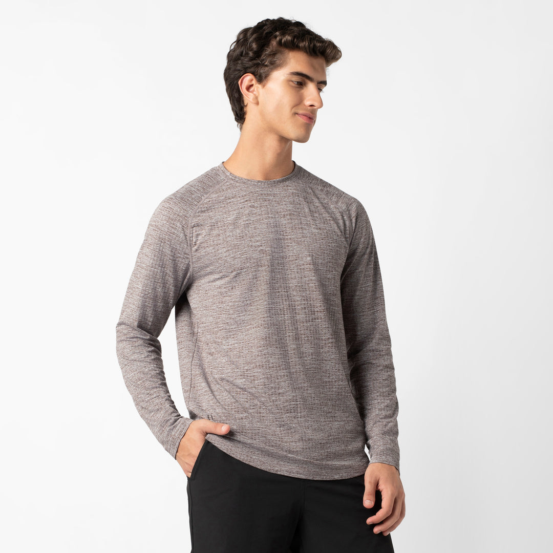 Tread Long Sleeve Tee Cocoa side on model